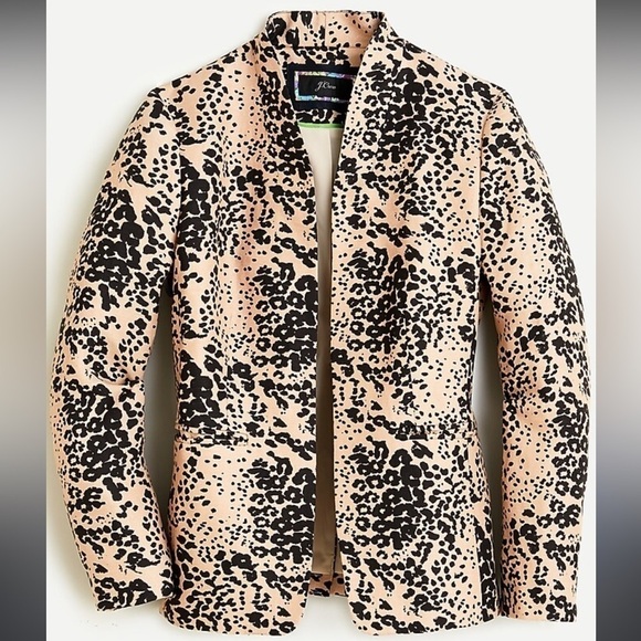 J. Crew Going-Out Blazer in Leopard Print Linen Blend Preppy Academia Size 6 NWT - Picture 3 of 16